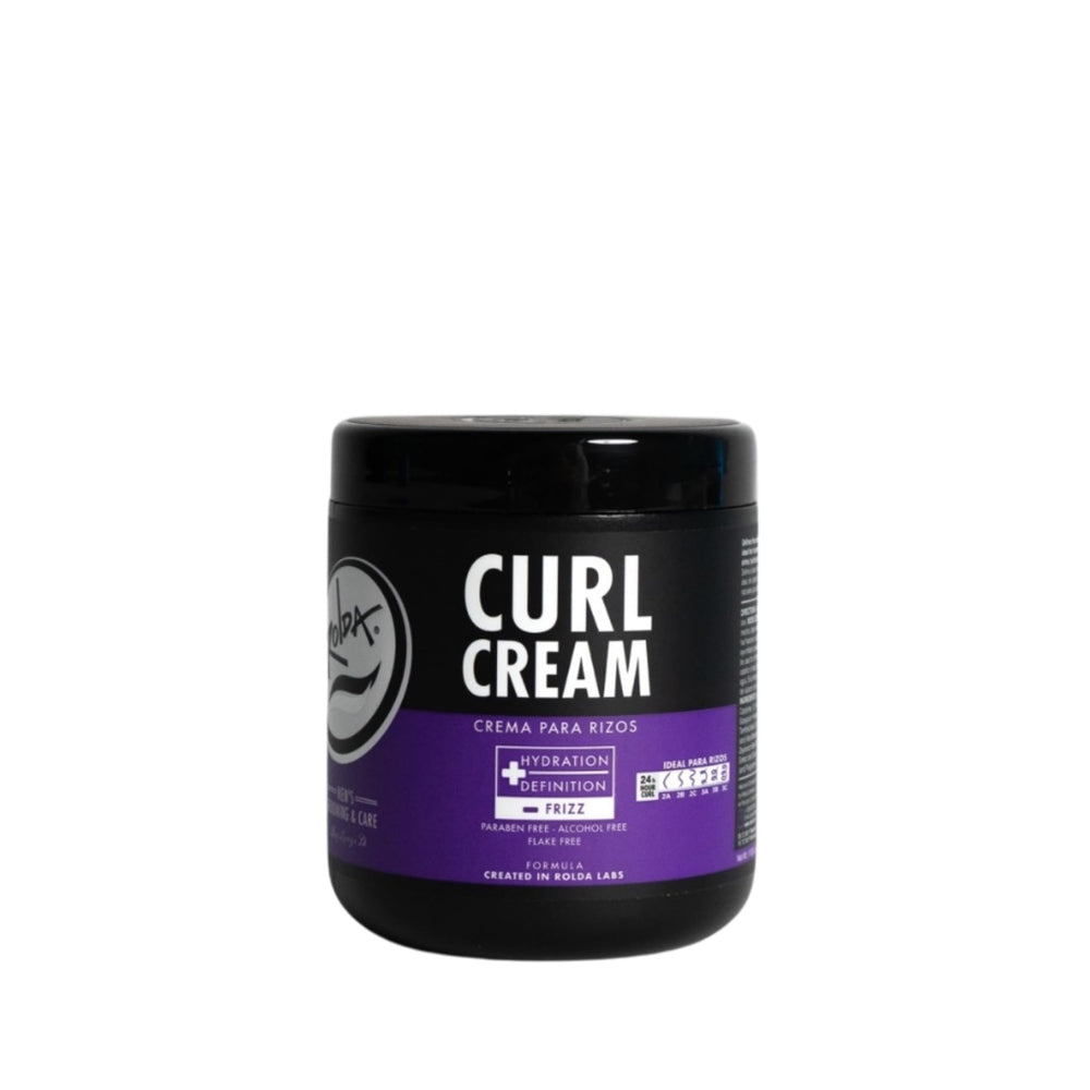 Rolda Curl Cream en frasco 17oz define rizos con suavidad.