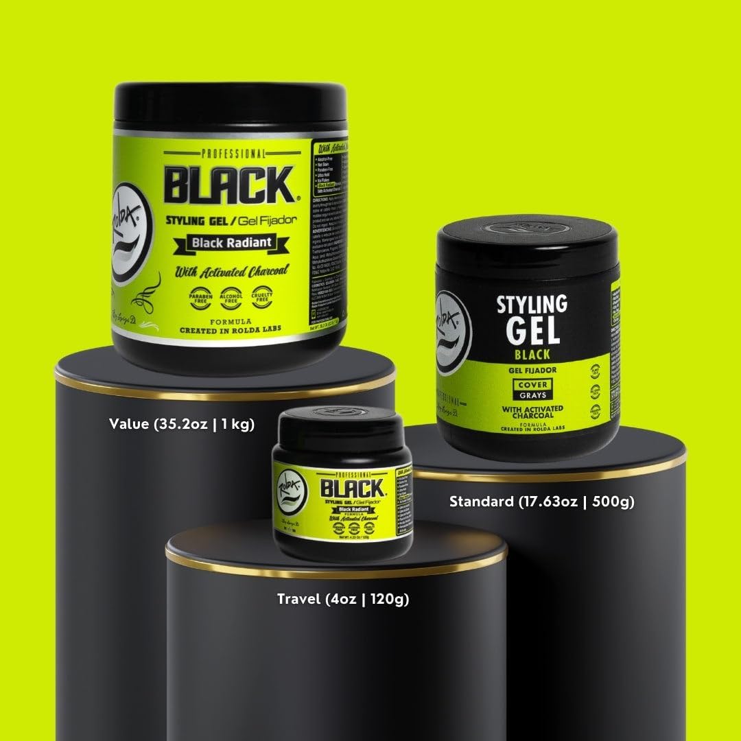 Rolda gel brillo medio para look slick en cabello oscuro
