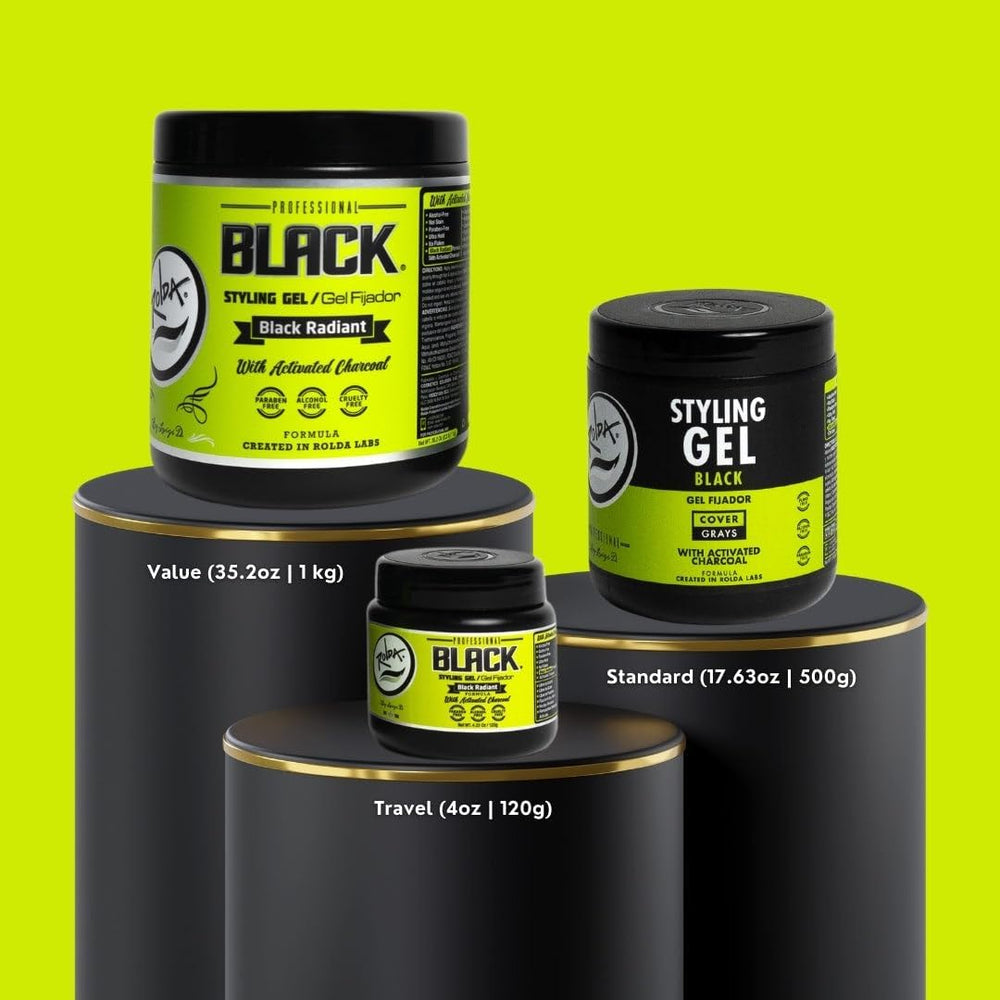 Rolda gel brillo medio para look slick en cabello oscuro