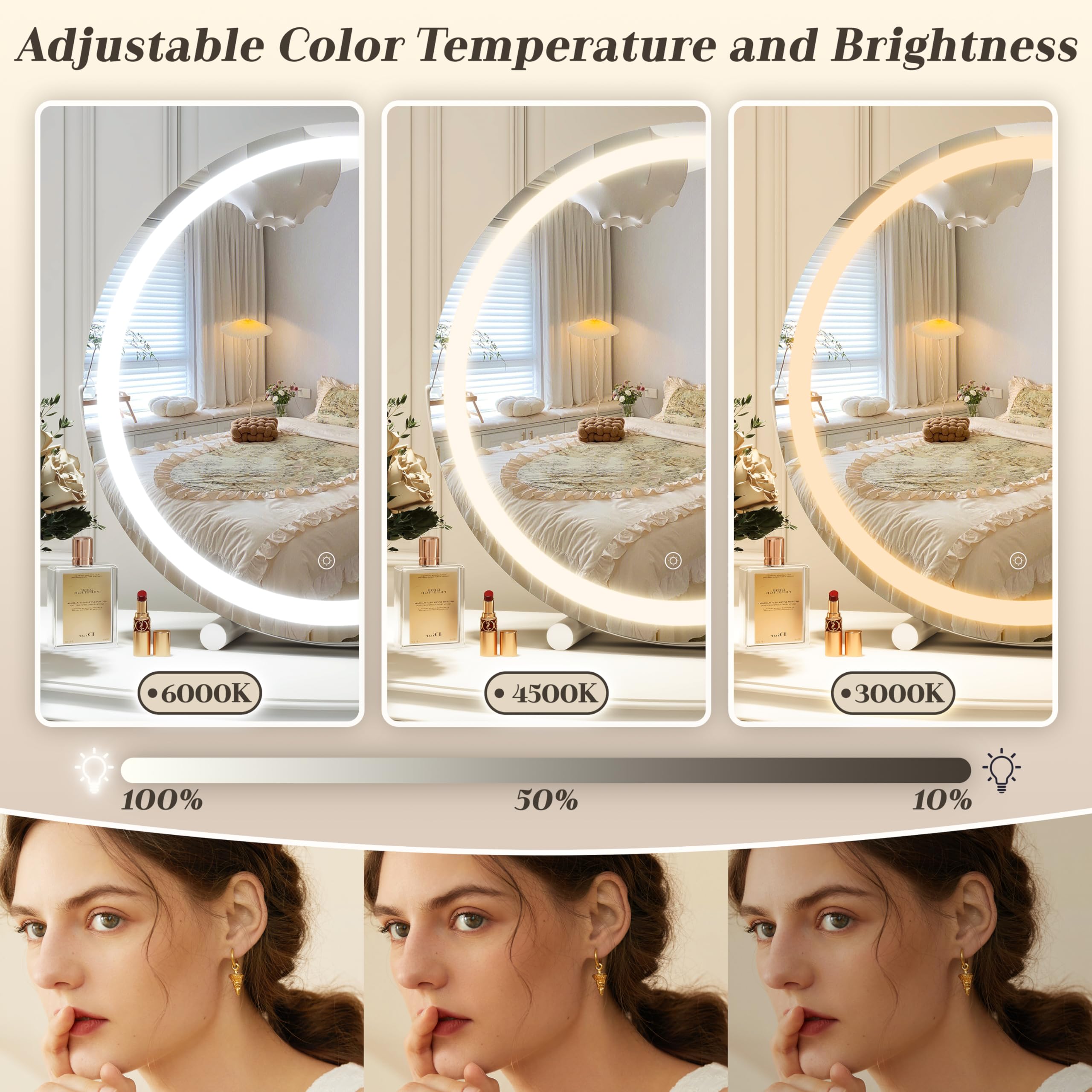 ROLOVE iluminacion ajuste tres colores para maquillaje preciso