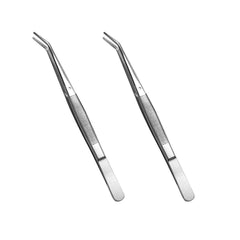 Pinzas Rolybag de acero inoxidable con punta curvada y dentada, ideales para costura.