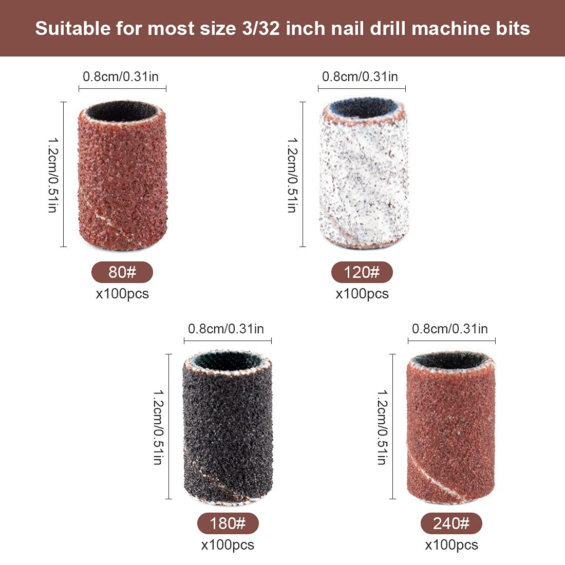Broca Rolybag 3/32 pulgadas para uñas