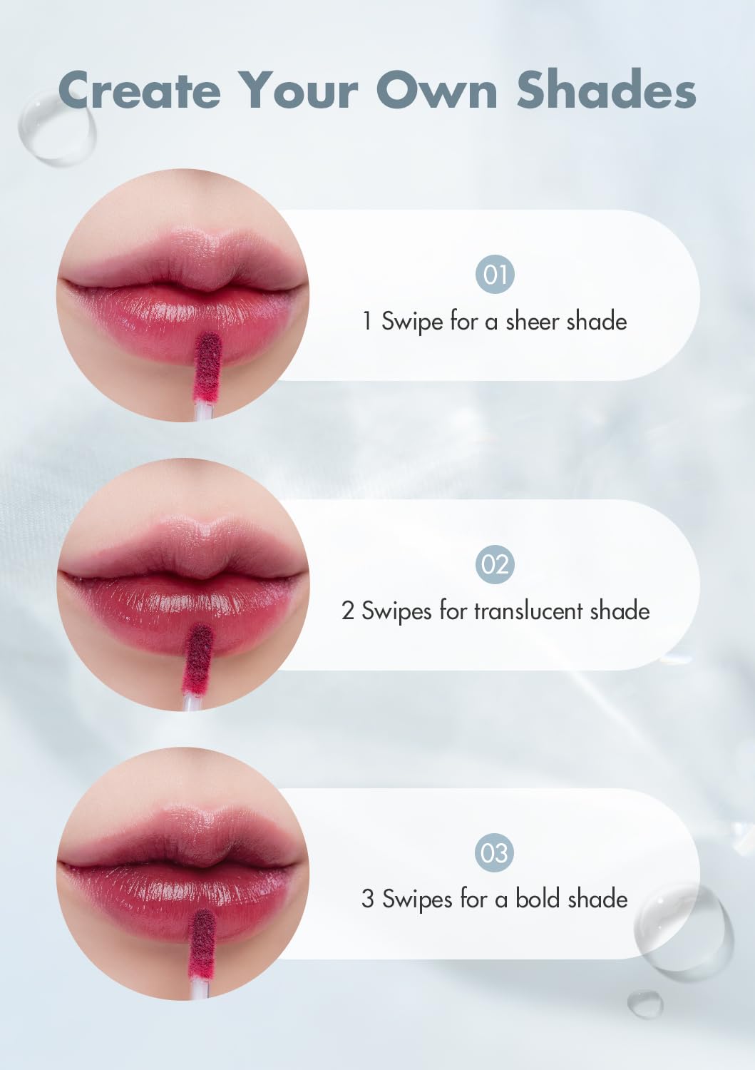 rom&nd DEWY·FUL tinte líquido 13 Custard Mauve, puedes construir looks con cada capa.