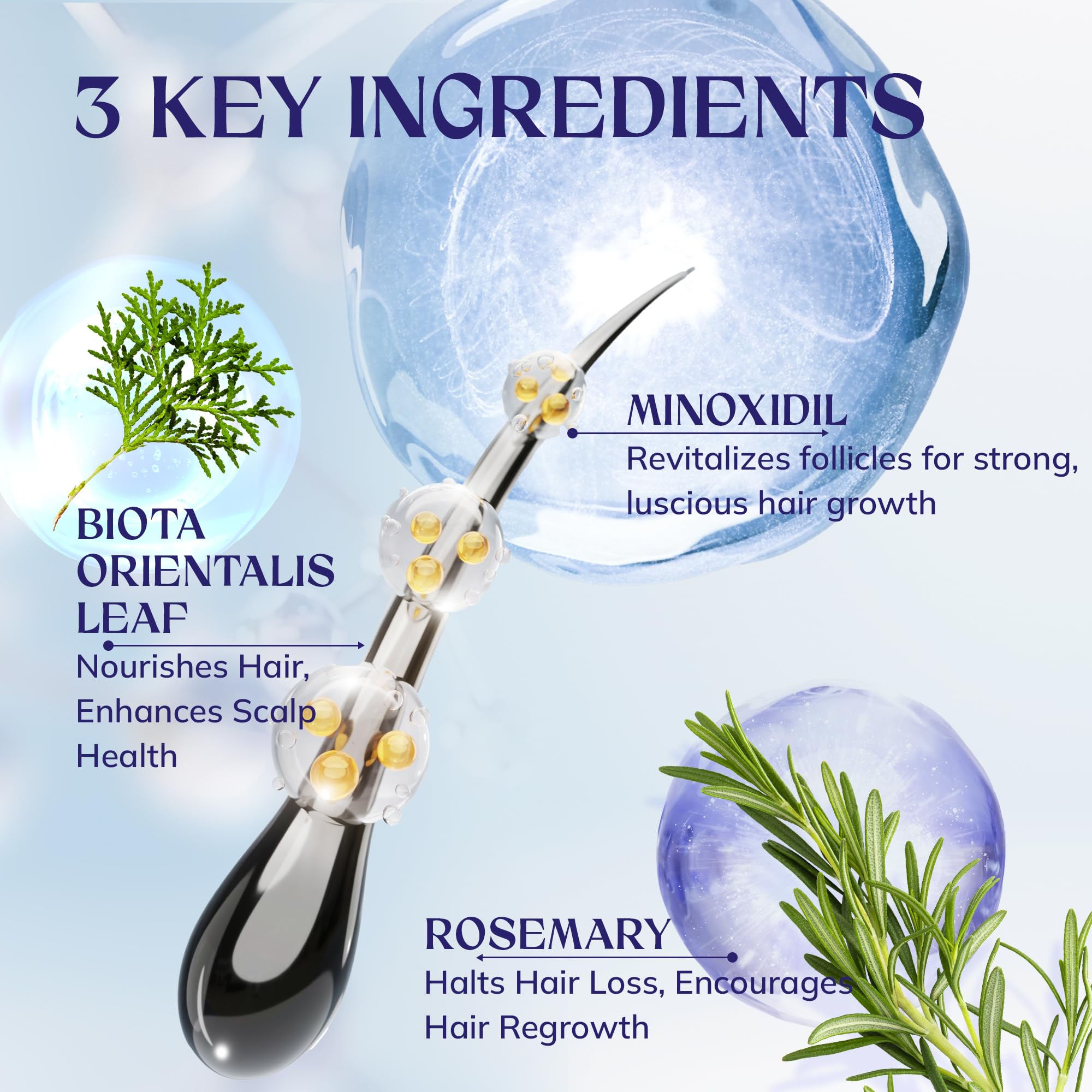 RootStim Minoxidil 5% con romero: masaje capilar suave para absorción.