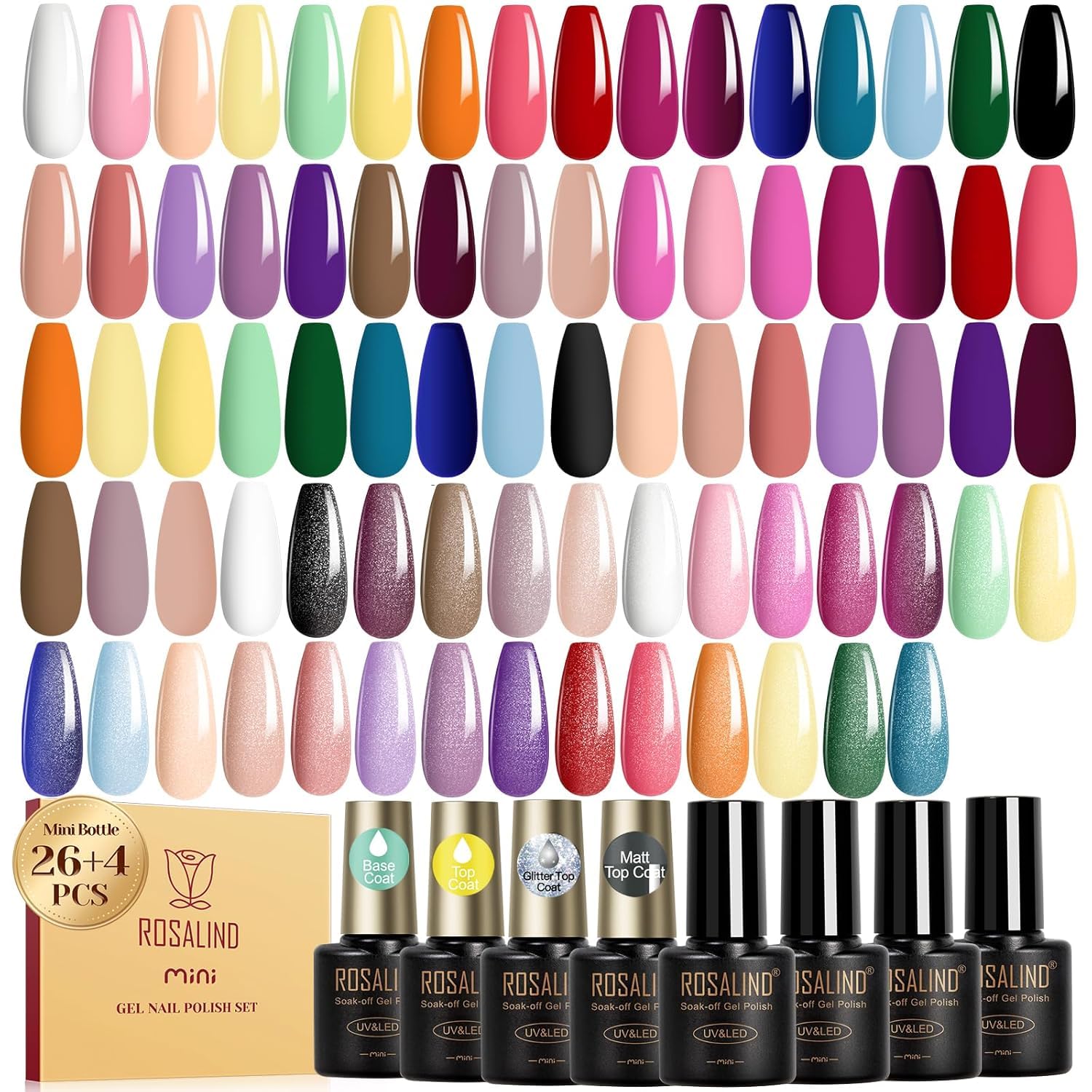 ROSALIND 30pc gel nail polish set for home manicure and DIY art