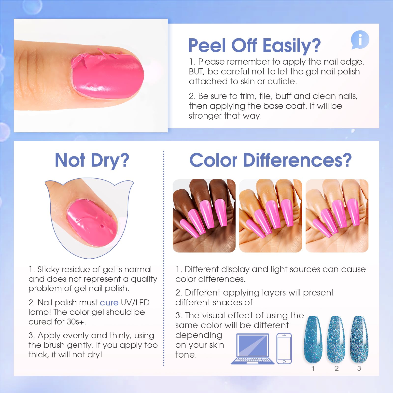 Rosalind Glitter Gel Nail Polish on nails under LED cure for durable shine