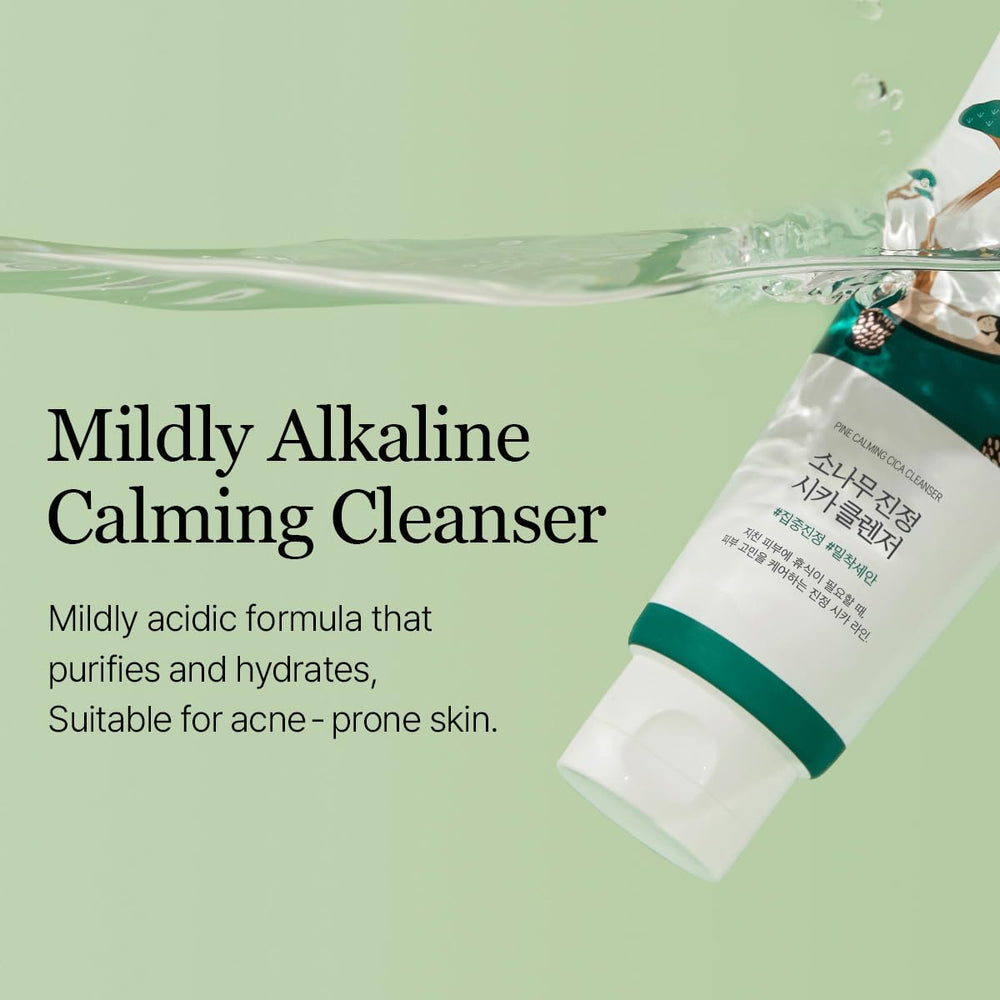 ROUND LAB Pine Calming Cica Cleanser espuma densa, limpieza diaria refrescante.