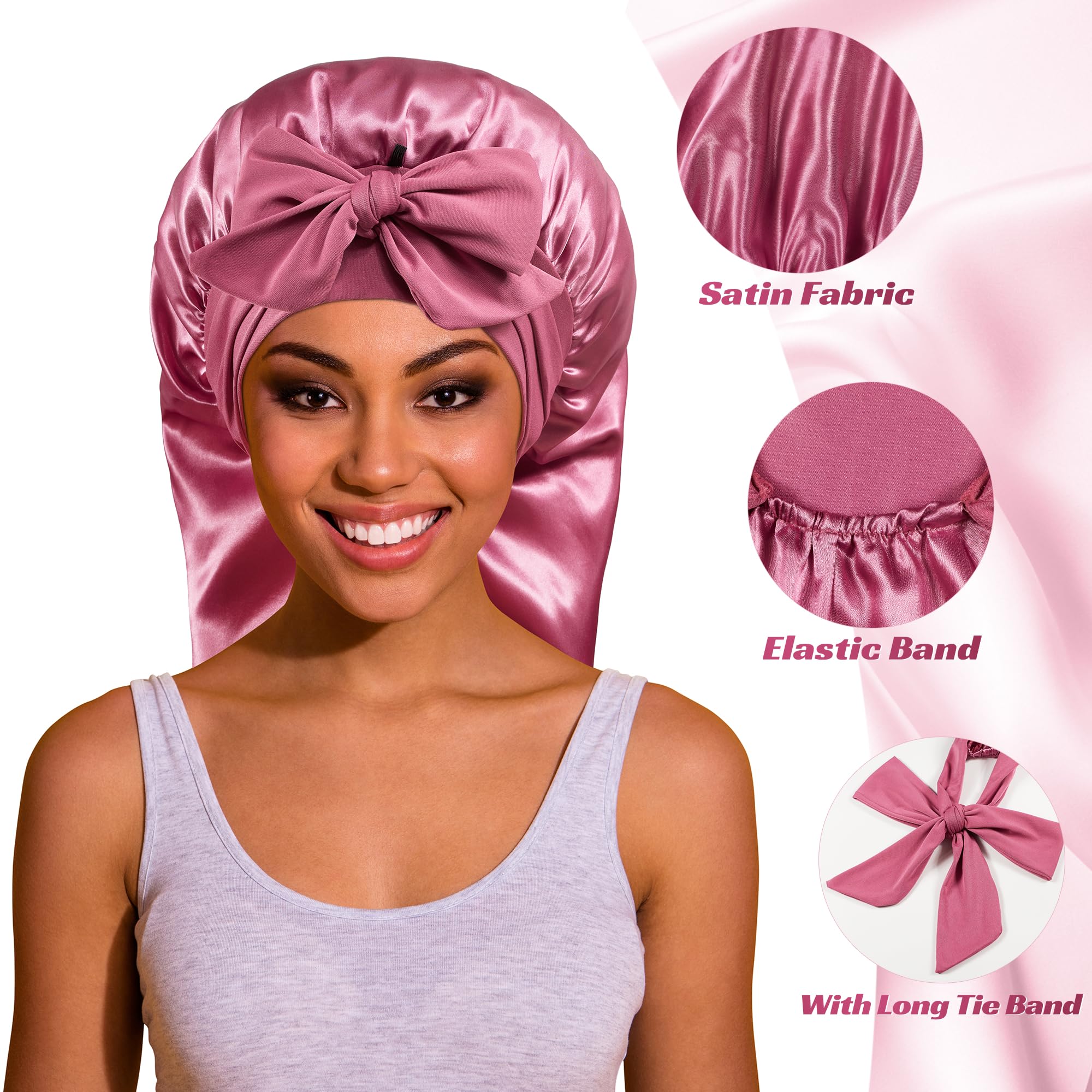 Roybens Bonnet seda con banda de ajuste cómodo para fijar el cabello.