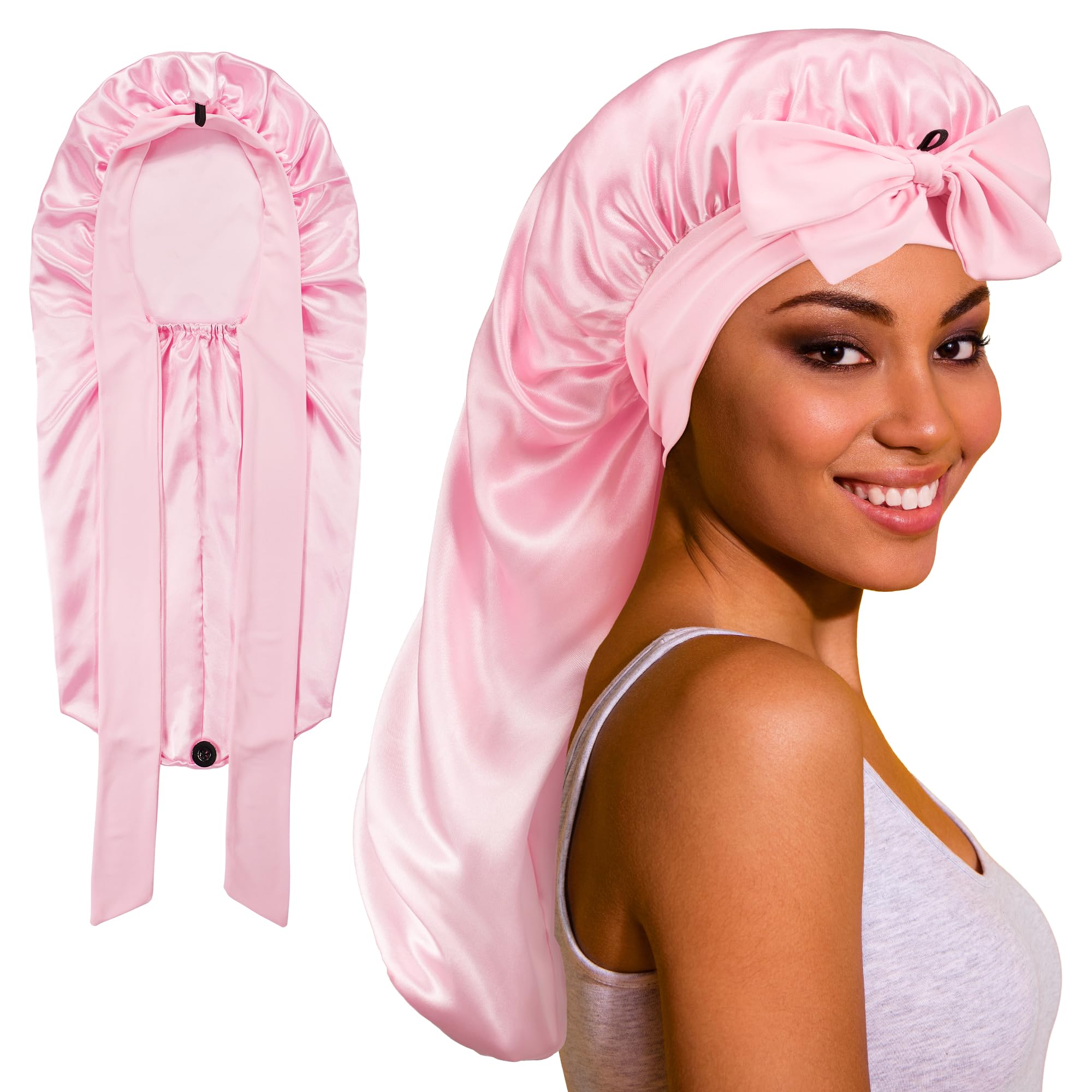 Roybens Bonete seda largo para dormir protege el cabello mientras descansas.