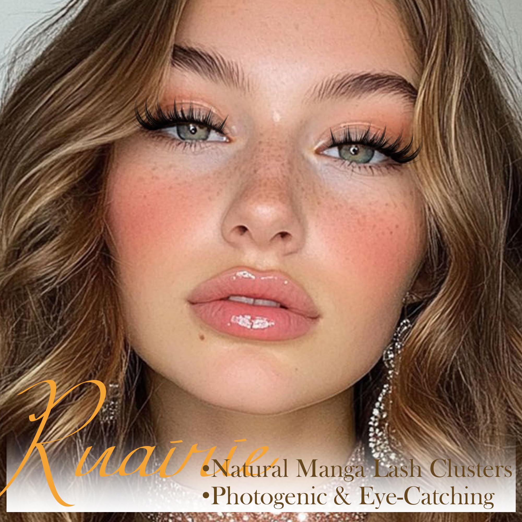 Ruairie 3D fairy lashes provide a dramatic yet soft look.