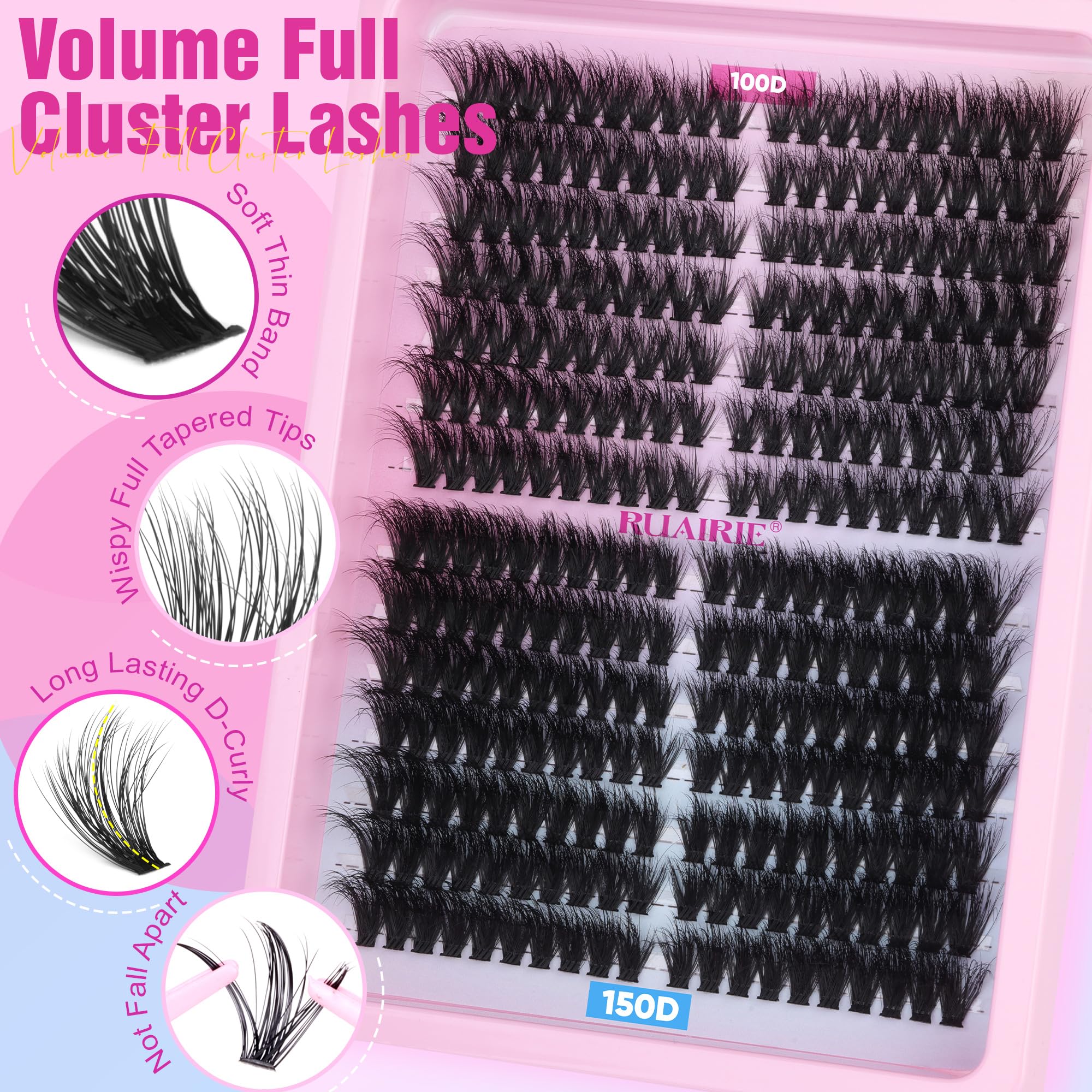 Ruairie extensiones rizado cd reutilizables para mayor volumen