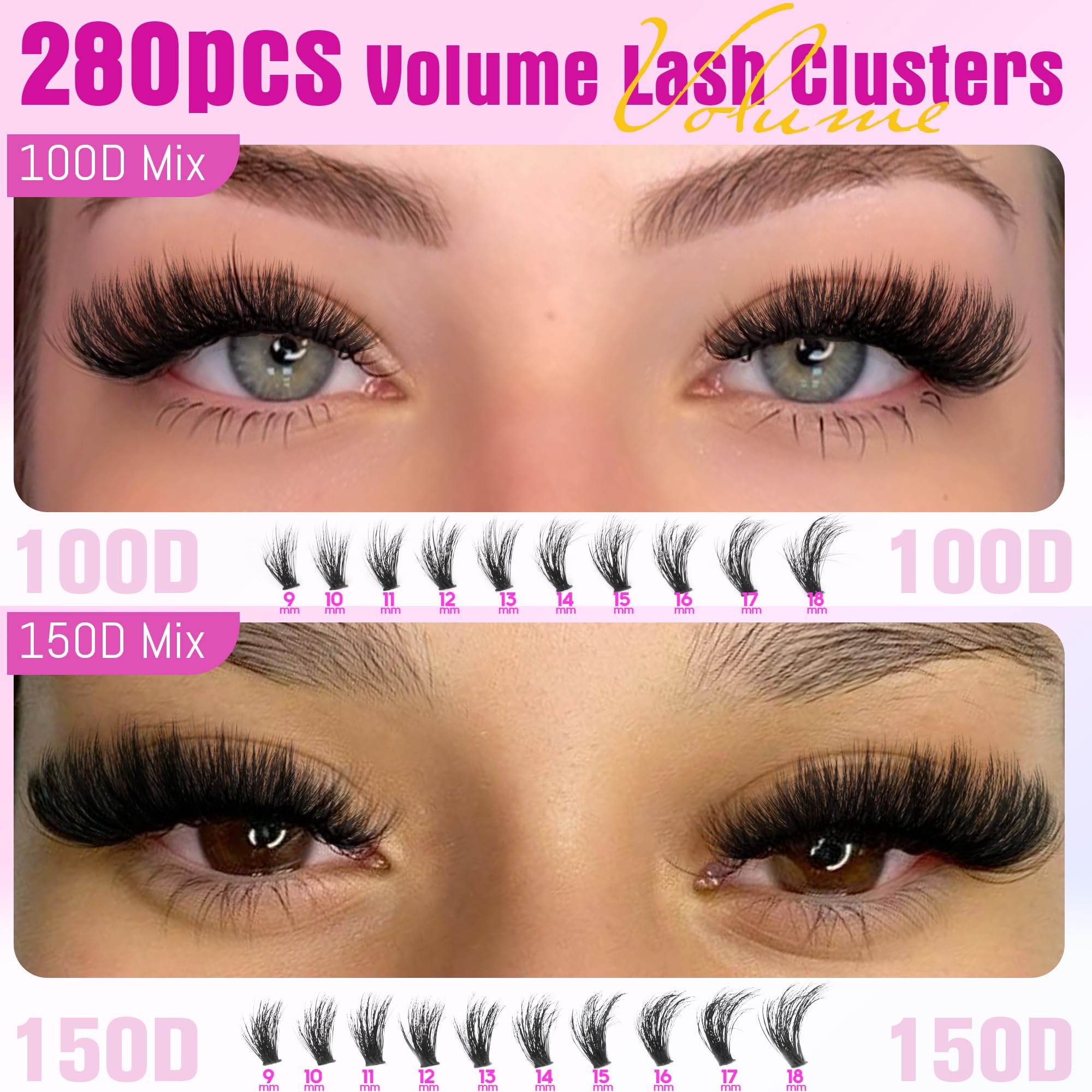 Ruairie clusters volumen 3D, pestanas ligeras y definidas