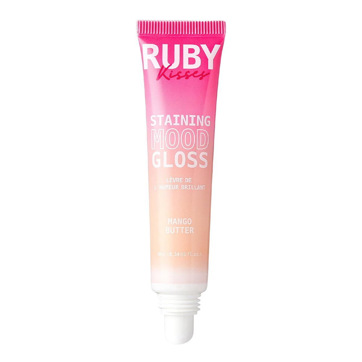 Ruby Kisses Brillo Labial pH cambia a rosa con color personalizado.