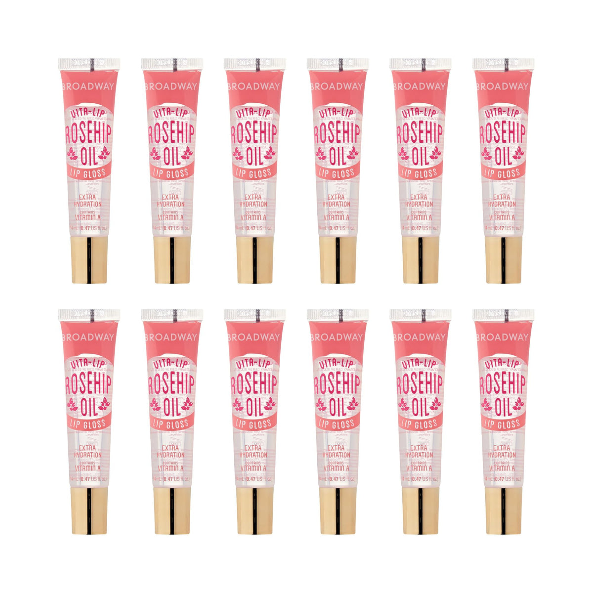 Ruby Kisses Broadway Vita-Lip Brillo transparente para labios con hidratación suave y acabado brillante.