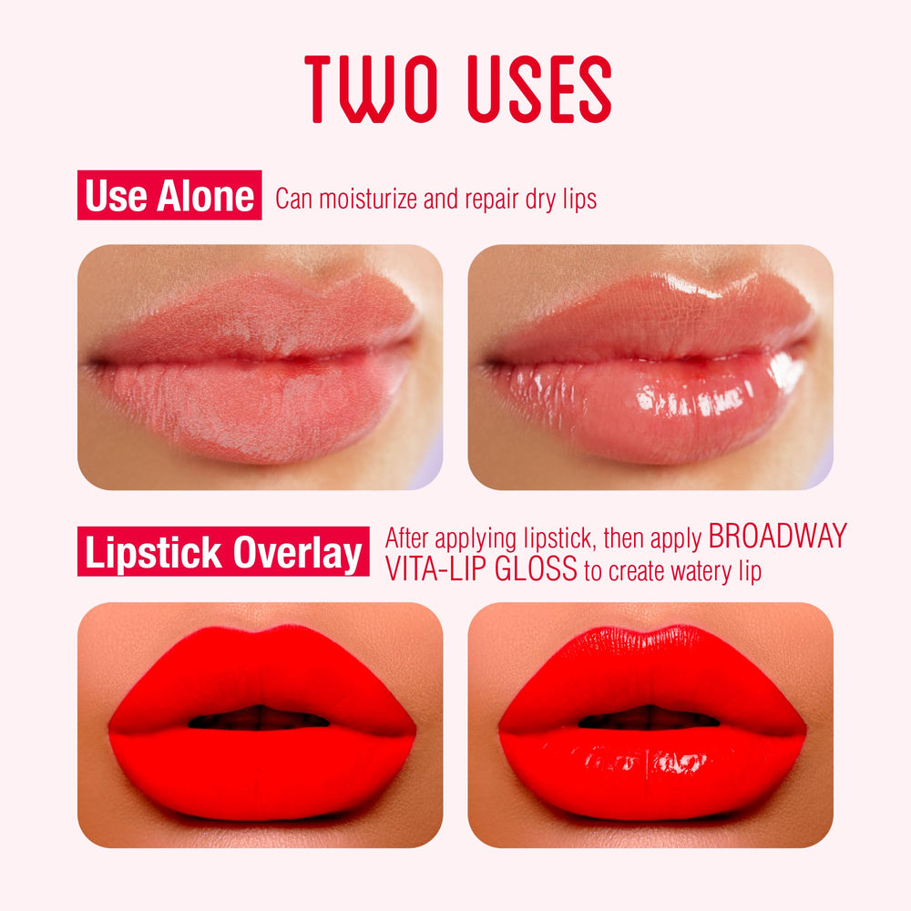 Aplicación ligera Vita-Lip Gloss en labios para un acabado brillante