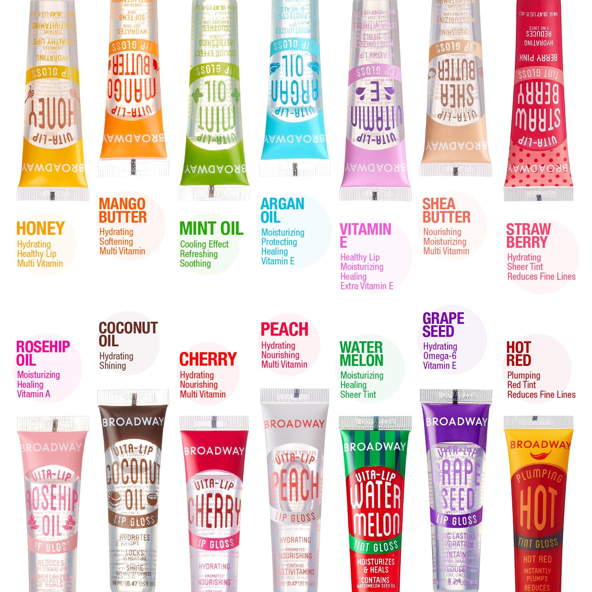 Ruby Kisses Broadway Vita-Lip Ideal para todos, se aplica solo o sobre labial.