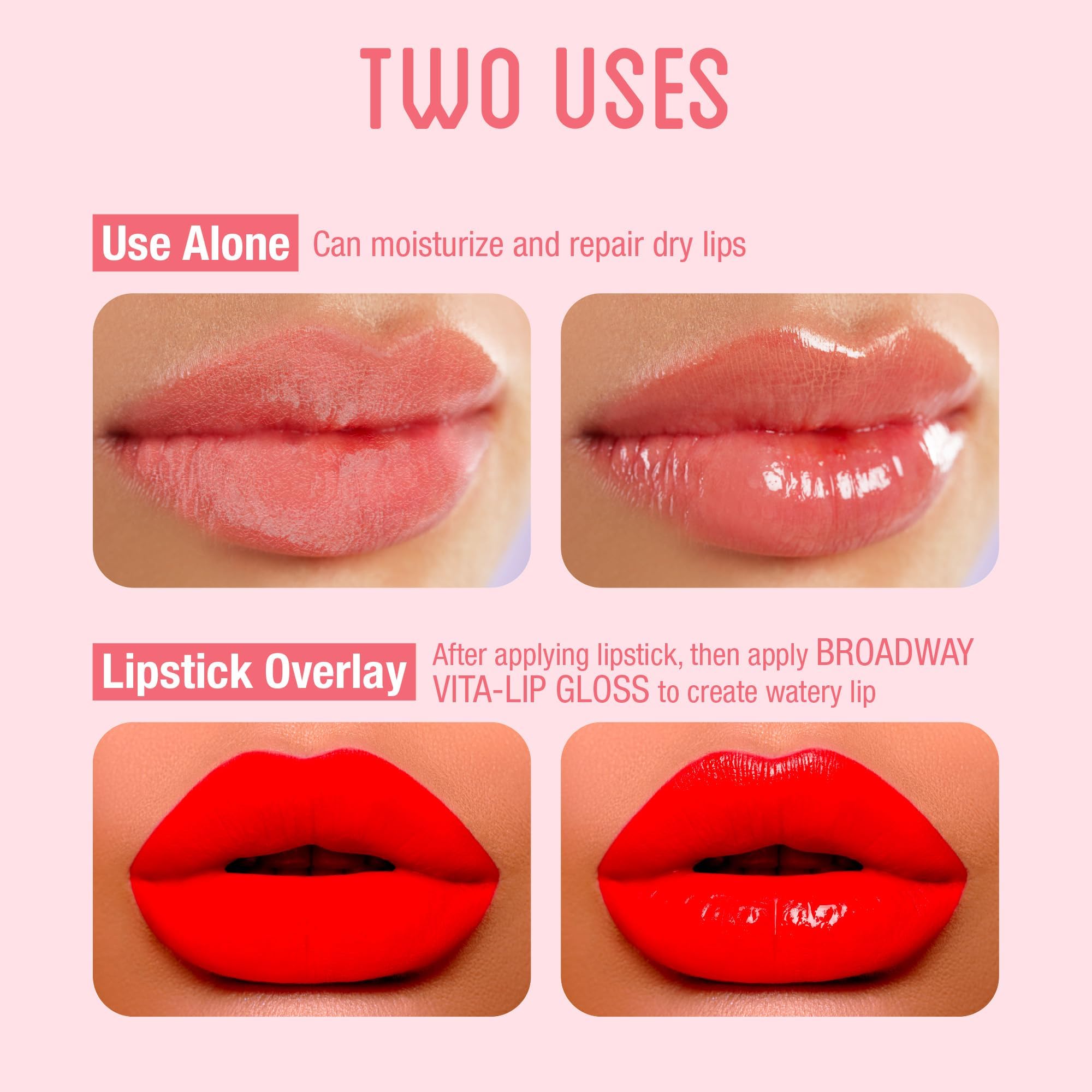 Ruby Kisses Broadway Vita-Lip No resbala, sensación ligera para cualquier ocasión.