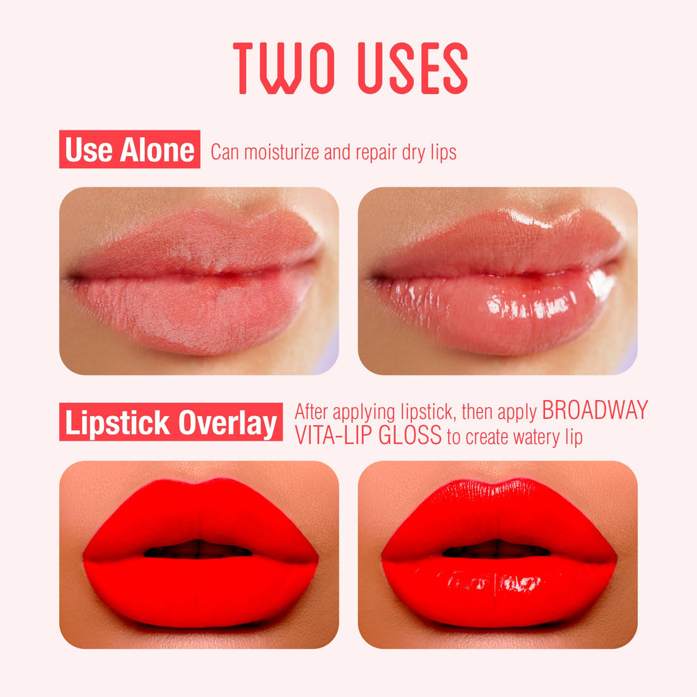Ruby Kisses Broadway Vita-Lip textura gel suave, no pegajosa para labios secos.