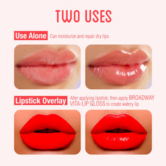 Ruby Kisses Broadway Vita-Lip textura gel suave, no pegajosa para labios secos.