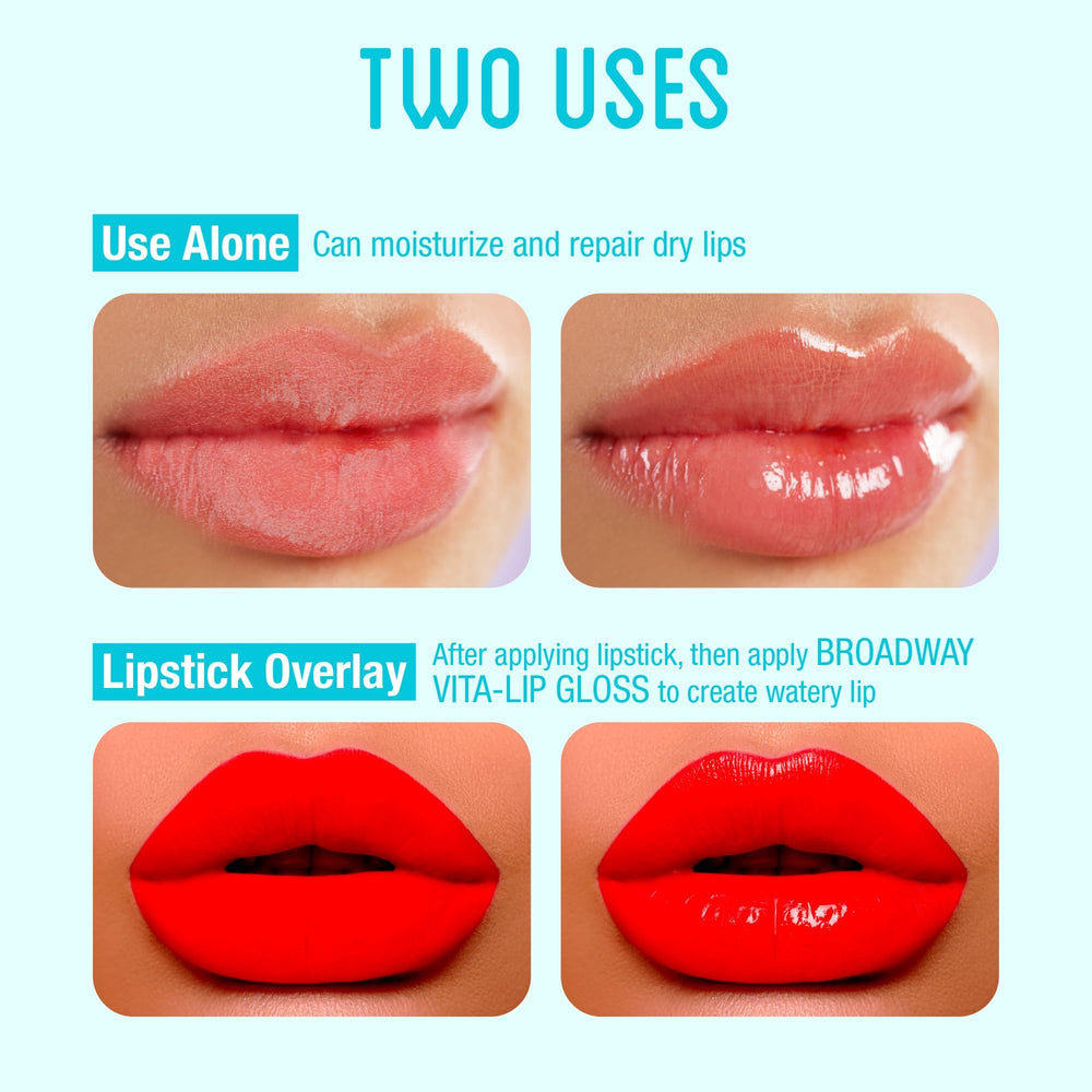 Ruby Kisses Broadway Vita-Lip gloss con aceite de argán para labios nutridos.