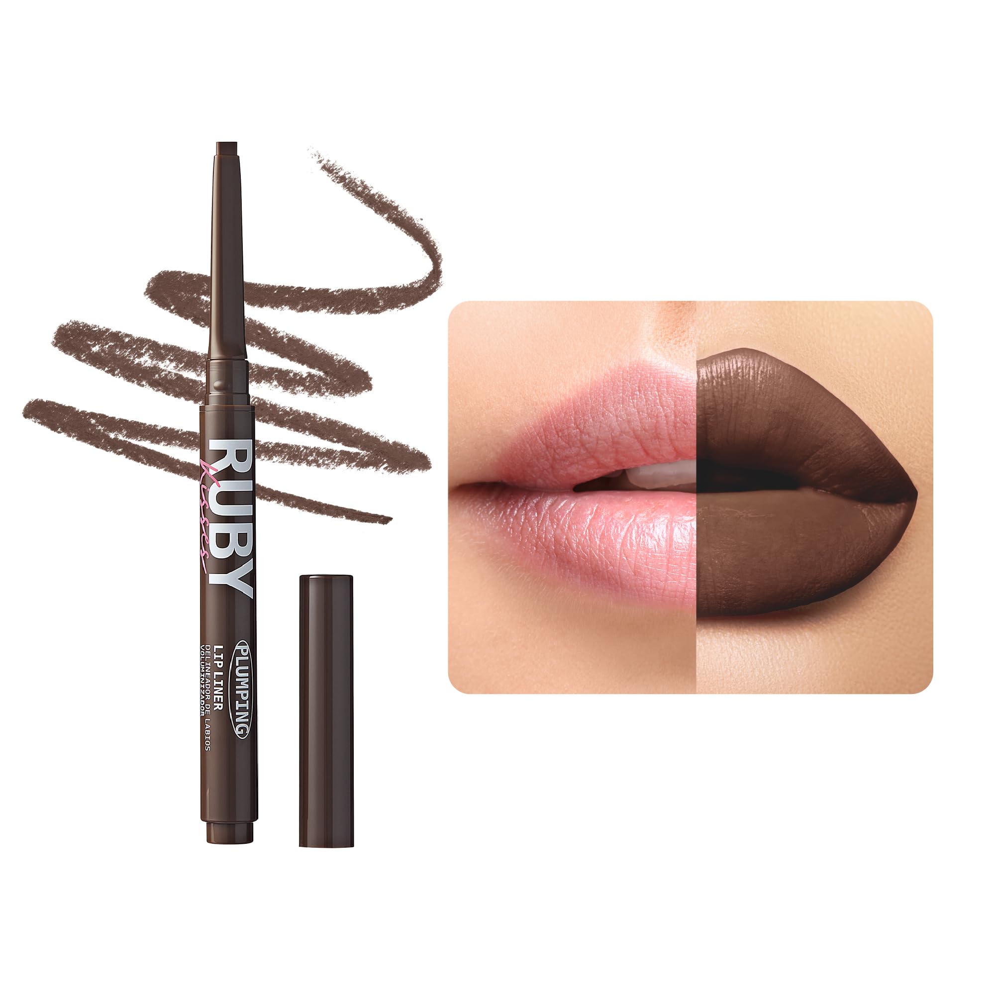 Delineador labial Ruby Kisses con efecto volumen para un perfilado notable.