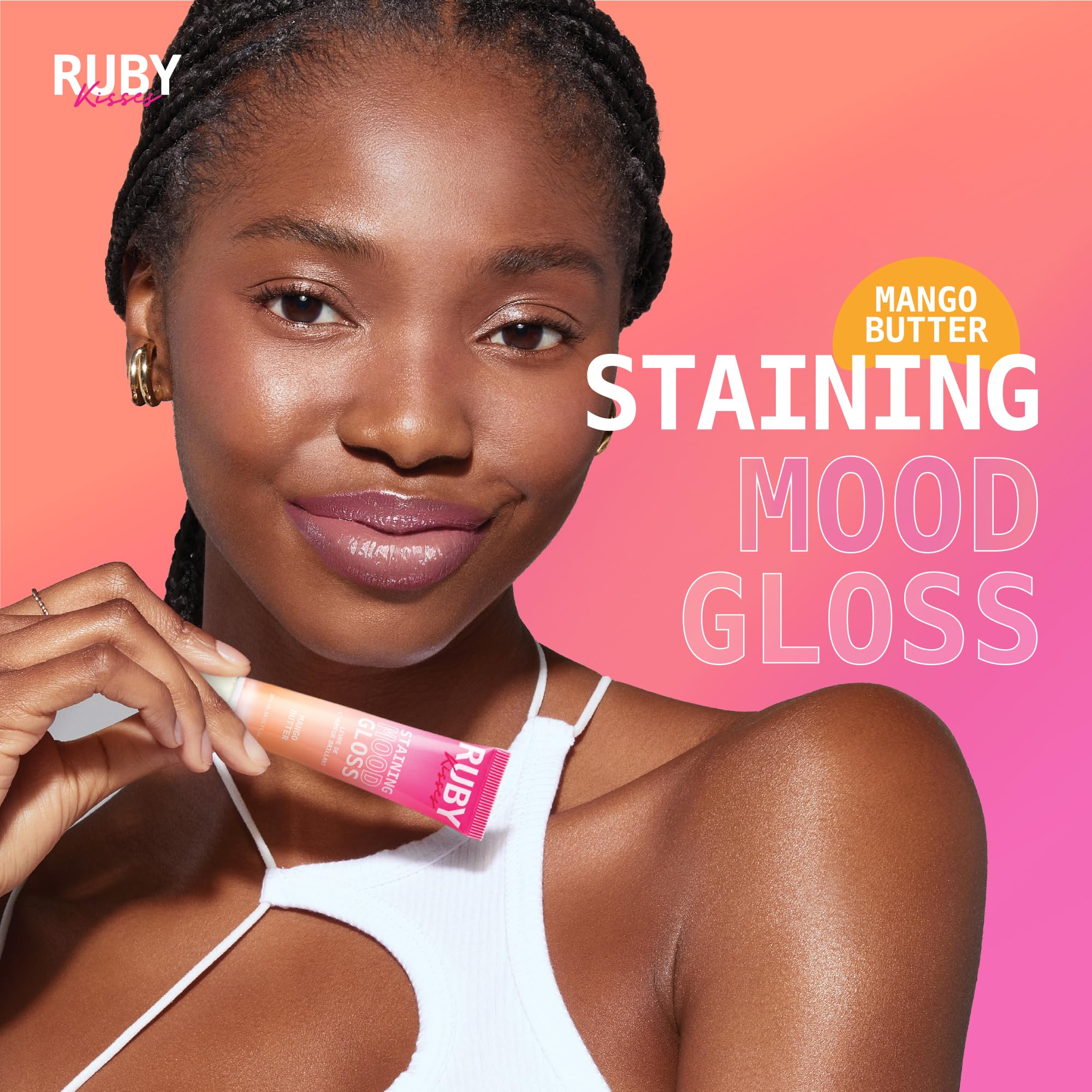Ruby Kisses Tinte Labial Rosa Durable deja rosado suave tras cada aplicación.