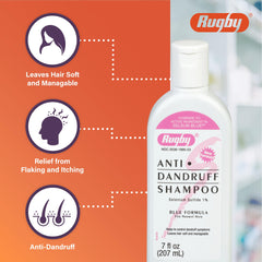 Rugby Laboratories champú selenium sulfide, fórmula azul, espuma suave para cuero cabelludo