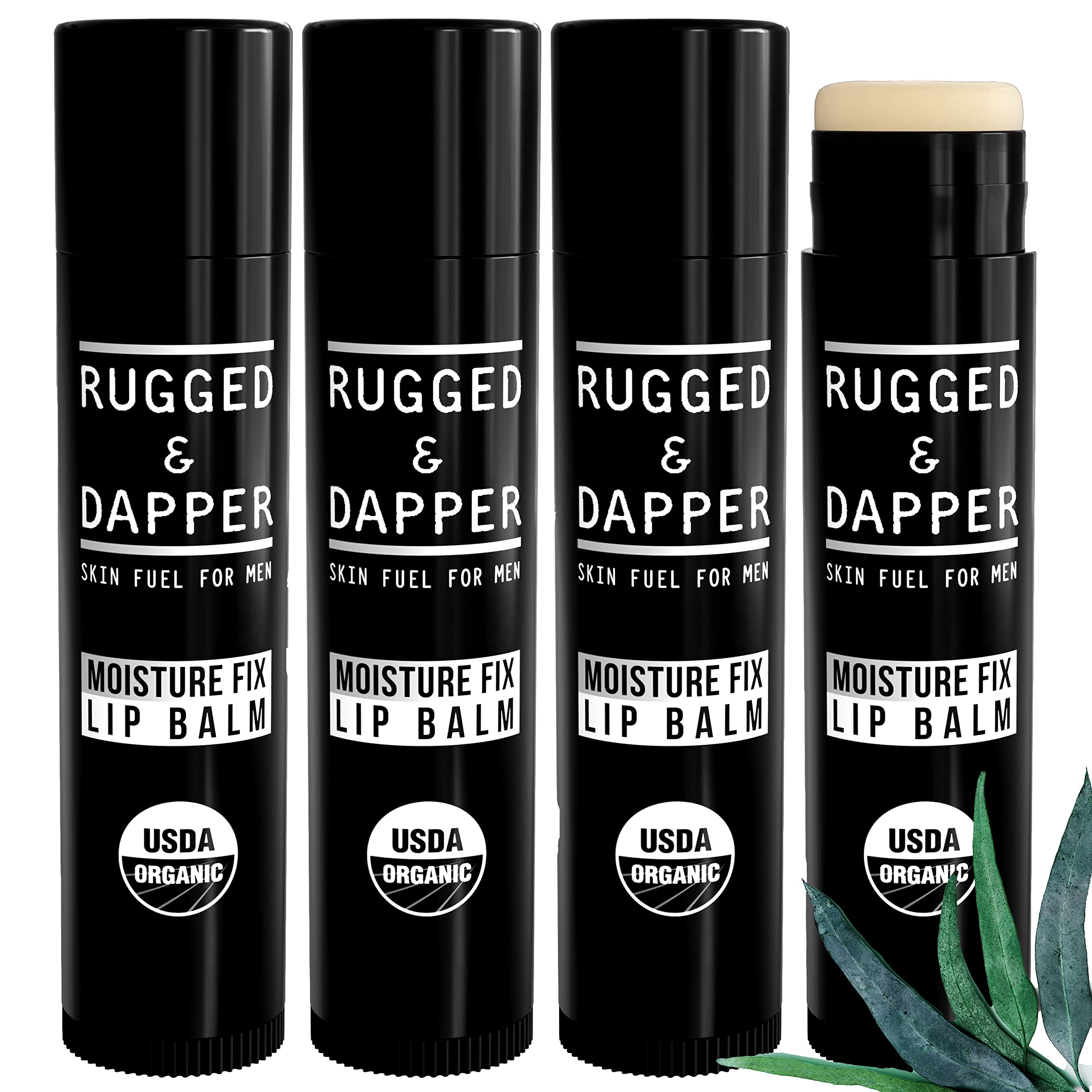 RUGGED & DAPPER bálsamo labial para hombres, tubo compacto, hidratación duradera día a día.