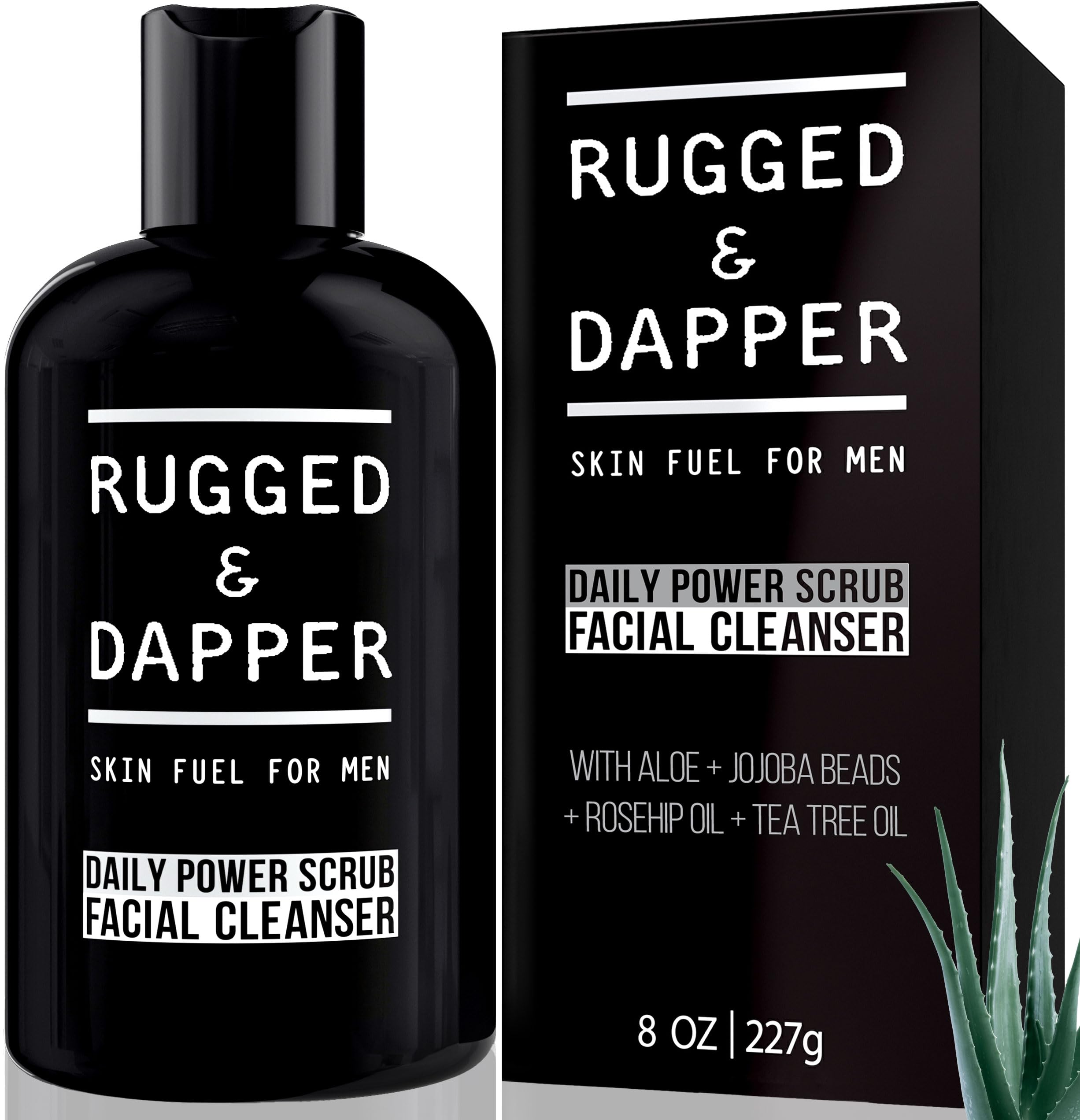 limpiador facial diario Rugged & Dapper en botella con aroma fresco para piel limpia