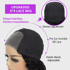 Peluca RUI MEI SI con onda profunda de cabello humano para estilo suave y duradero