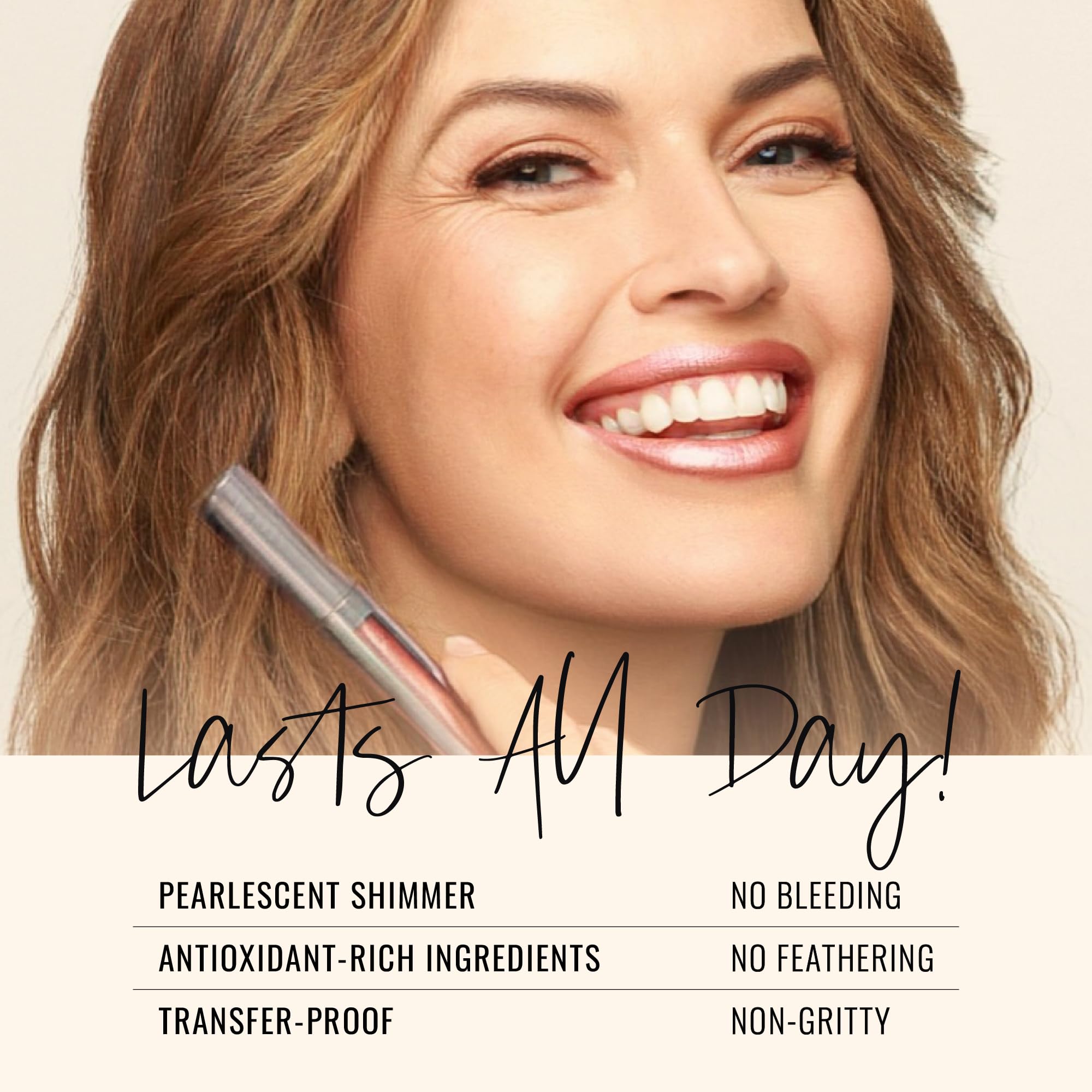 Runway Rogue Pearl Glam labial, transferencia cero una vez fijado.