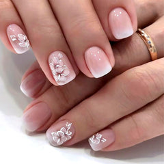 RUPOFUZA uñas cortas con diseño flor brillante para elegancia diaria.