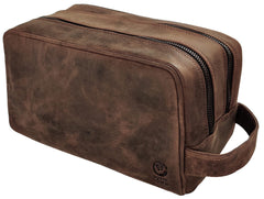 RUSTIC TOWN bolsa de aseo cuero grano completo, duradera y con estilo para viajes