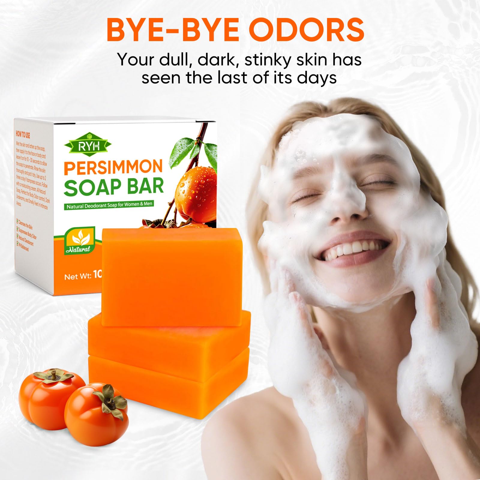 RYH Persimmon soap bar daily-use routine offers a fresh feel after shower.