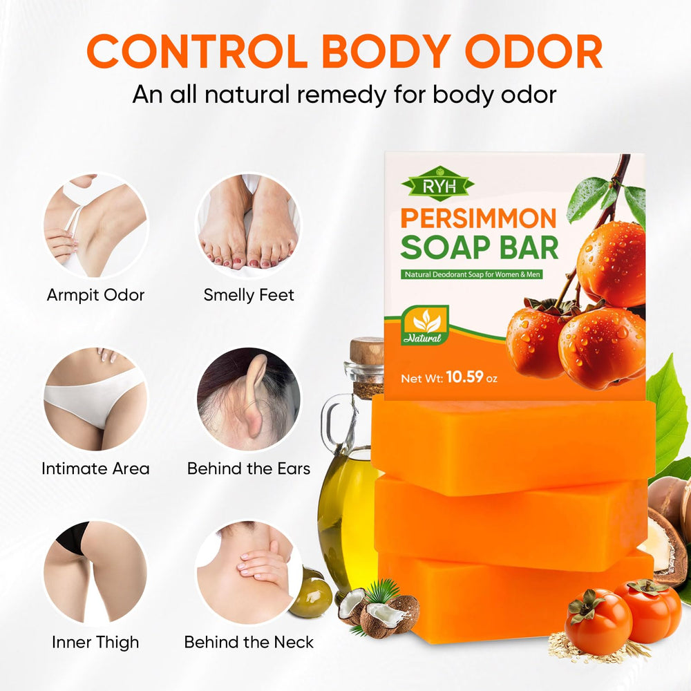 RYH Persimmon soap bar persimmon extract label emphasizes natural ingredients.