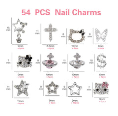 rythsans charms uñas Y2K estrellas 3D, destellos brillantes y estilo.
