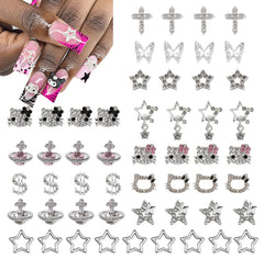 rythsans charms para uñas Y2K plateadas, brindan brillo y glamour.