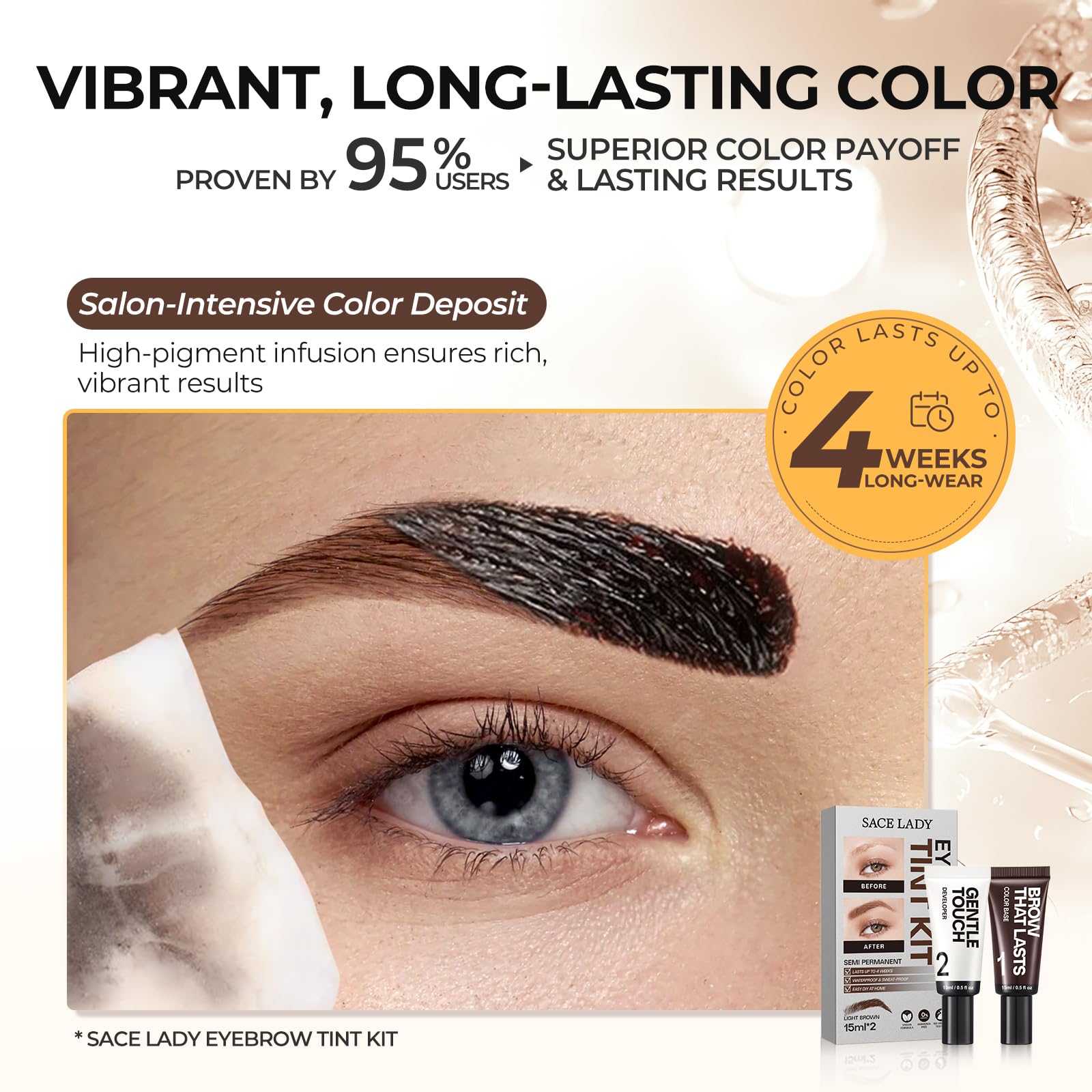 Desarrollador de color para cejas SACE LADY, fija el tono con efecto natural.