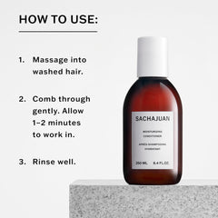 Aplicación SACHAJUAN en cabello lavado para desenredar fácilmente