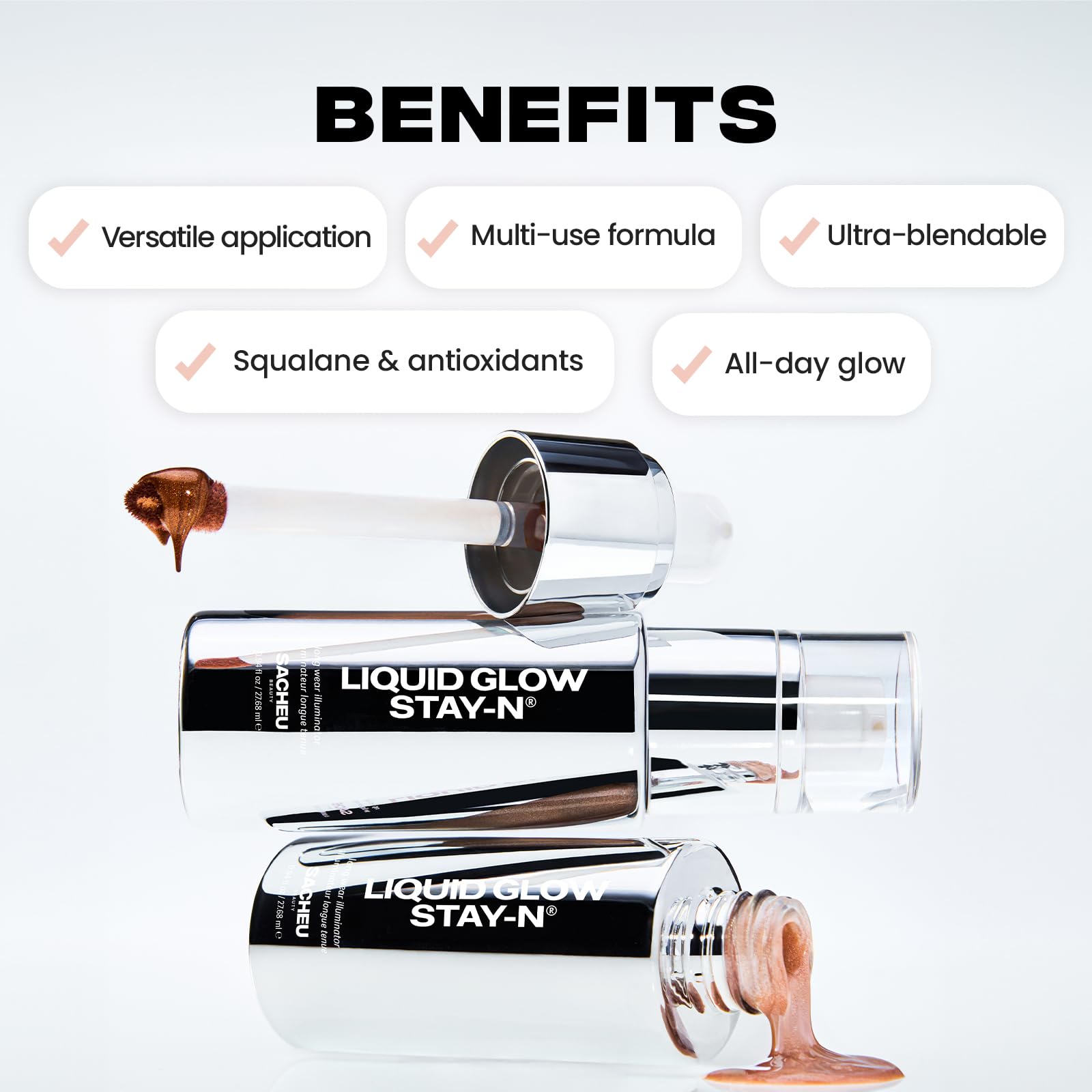 Texture translucide sur le visage donne un éclat naturel.