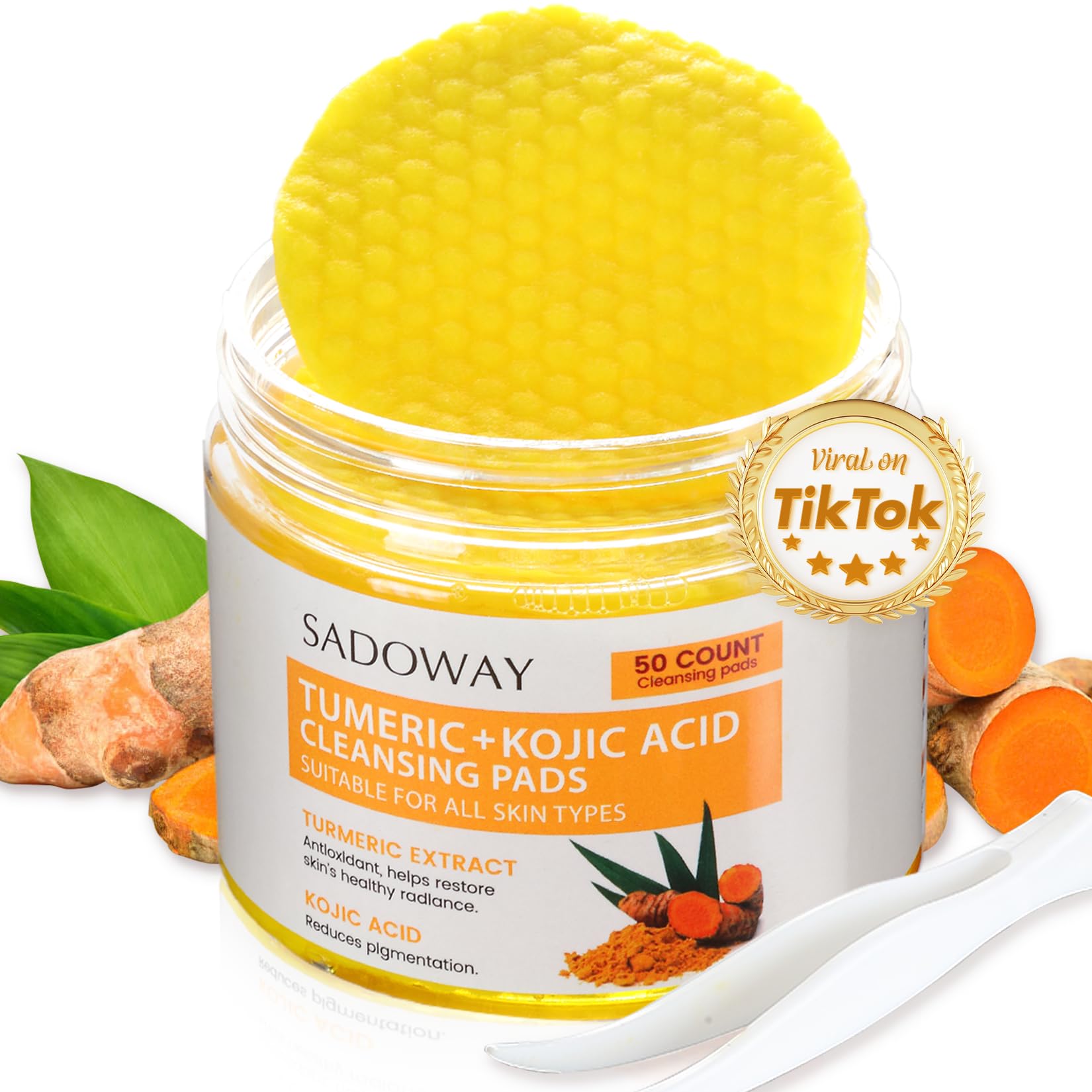 SADOWAY disco limpiador con cúrcuma y ácido kojico exfolia suavemente la piel