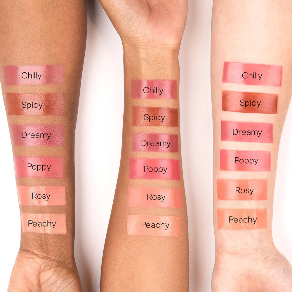 Saie Dew Liquid Blush textura cremosa que se funde con la piel