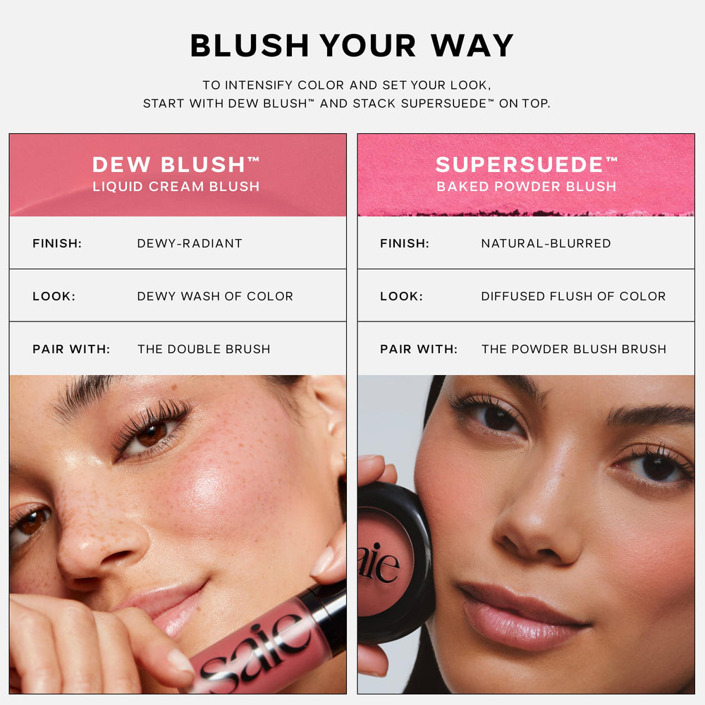Saie SuperSuede Baked Blush duración suave para todo el día.