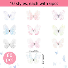Mariposas de encaje 3D de doble capa para decoraciones realistas