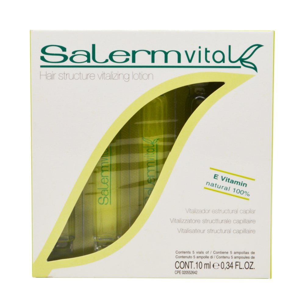 SALERM Vital Capilar, botella vertiendo producto, protege el color del cabello teñido.