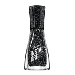 Esmalte Sally Hansen Insta-Dri negro con brillo blanco para uñas llamativas