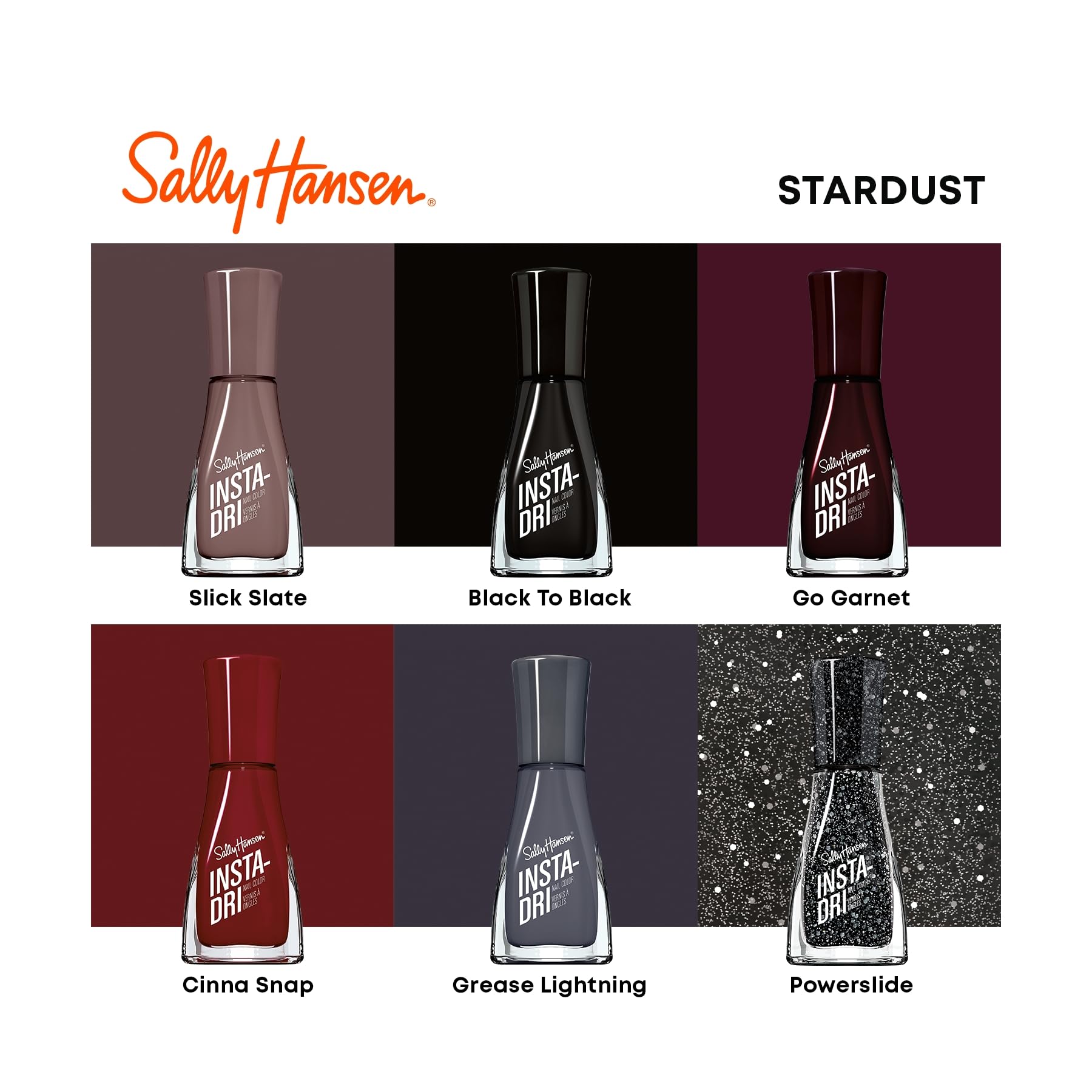 Uñas brillantes con destellos blancos gracias a Sally Hansen Insta-Dri