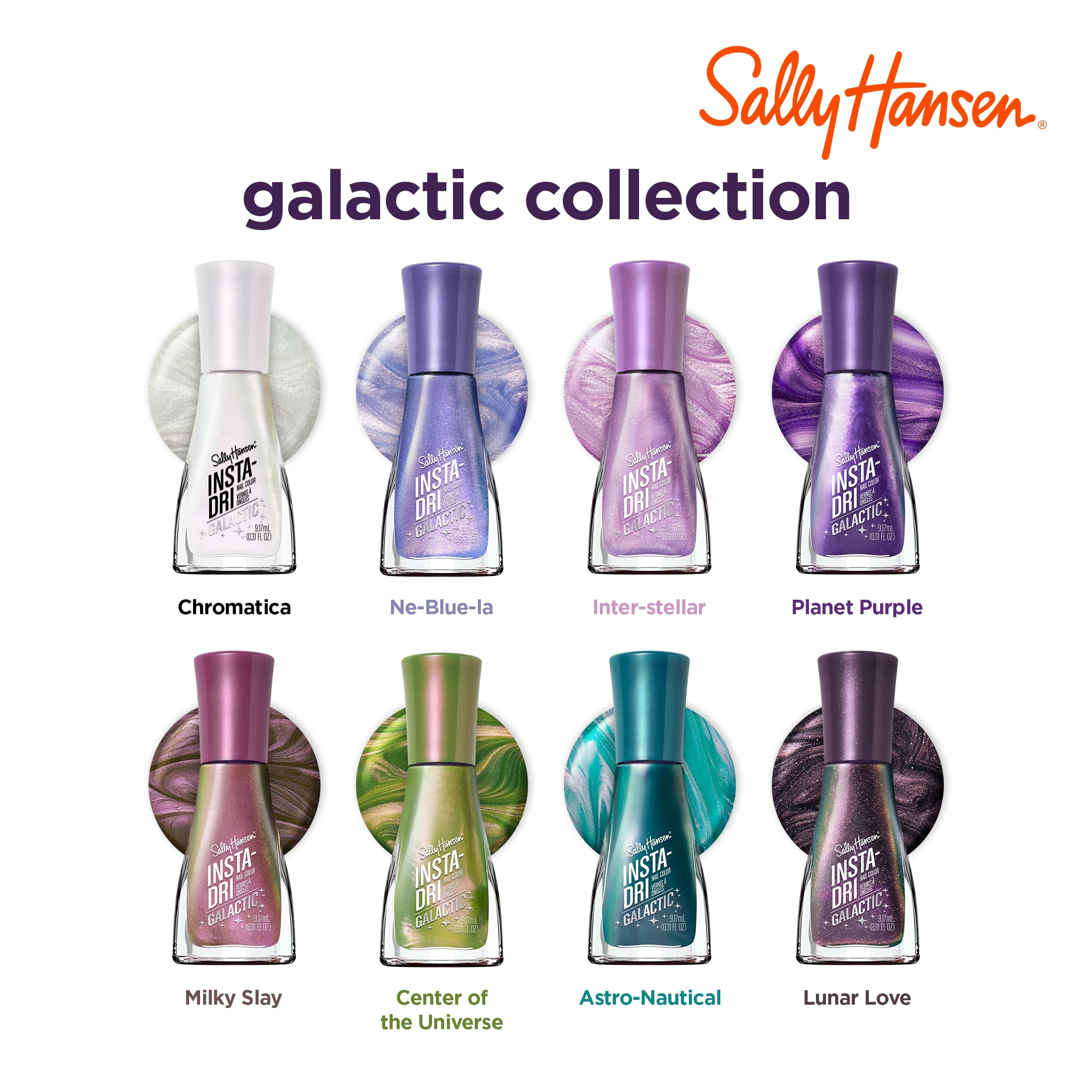 Sally Hansen Insta-Dri, amplia selección de sombras para crear looks versátiles.
