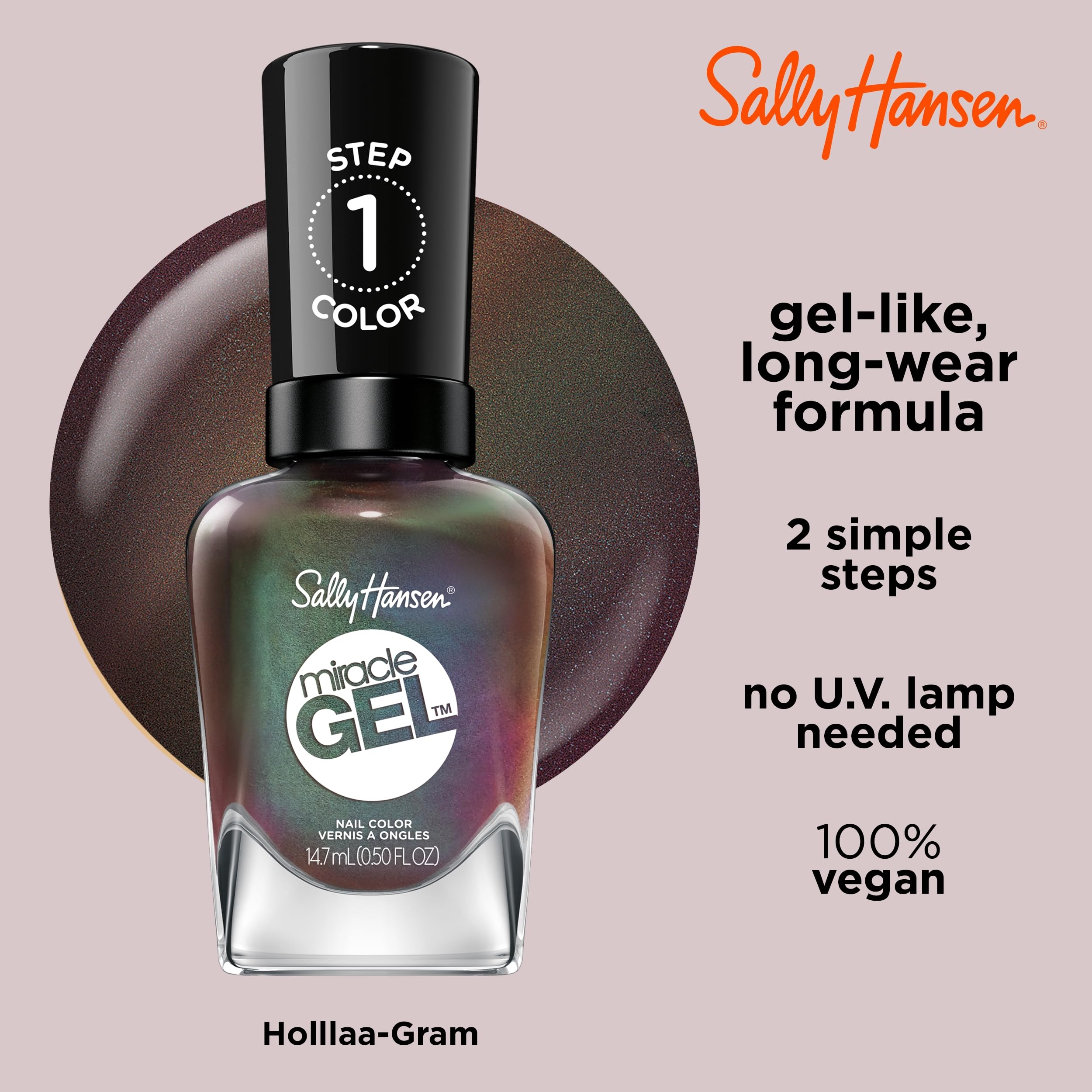 Sally Hansen Miracle Gel capa superior brillante para mantener el color.