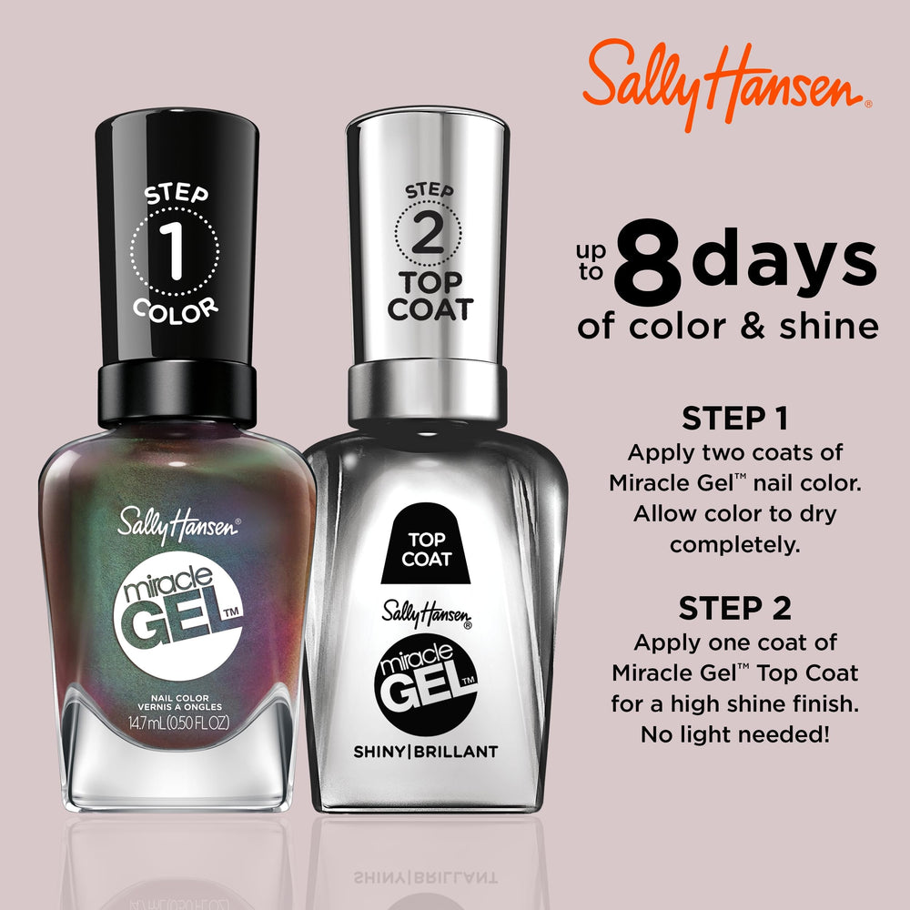 Sally Hansen Miracle Gel durabilidad hasta ocho días con capa superior.